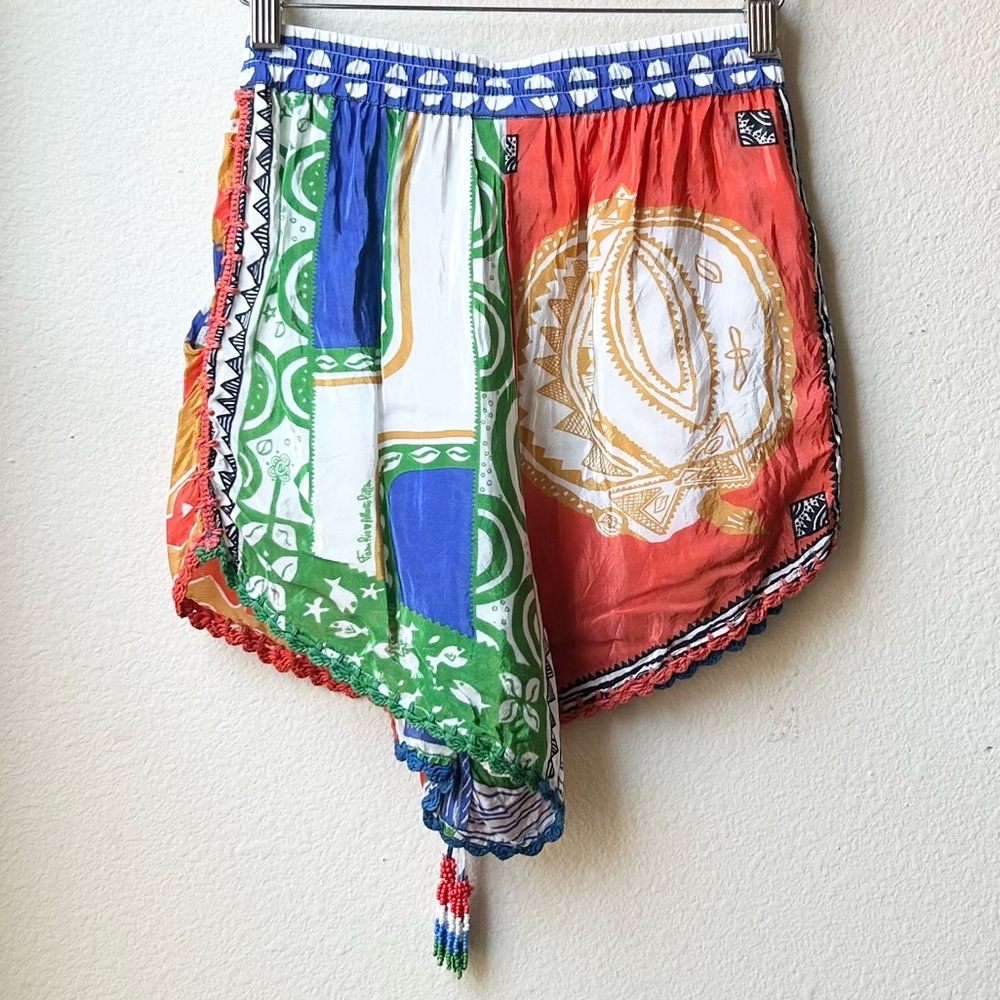 FARM RIO Satin Pitta Shorts Off-white Colorful Bohemian Beachy Resort Wear Sz XS - Picture 8 of 16
